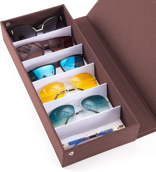 TRIUMPH VISION Sunglasses Organizer Storage Eyeglasses Holder - Multiple Glasses Case Box Eyewear Case with Lid