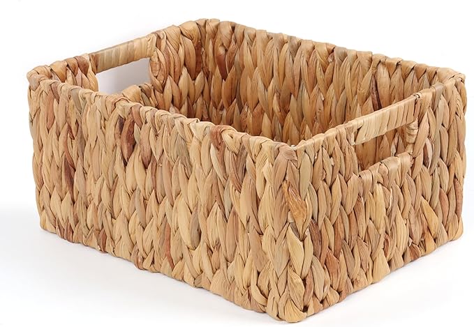 FEIALNDUO Wicker Shelf Baskets, Woven Storage Bins for Shelves Pantry Organizers and Storage with Handles Home Decor (Natural, 15"D x 11"W x 7"H)