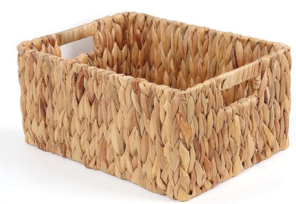FEIALNDUO Wicker Shelf Baskets, Woven Storage Bins for Shelves Pantry Organizers and Storage with Handles Home Decor (Natural, 15"D x 11"W x 7"H)
