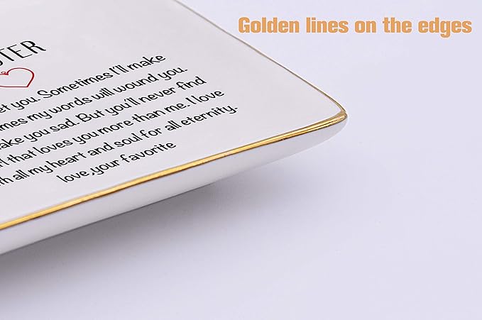 Topthink Friendship Gift for Woman-Birthday Graduation New Year Christmas Gifts for Sis, Soul Sis, Sister in Law,Best Friend,BFF-Dear Sister-Ceramic Jewelry Holder Ring Dish Trinket Tray