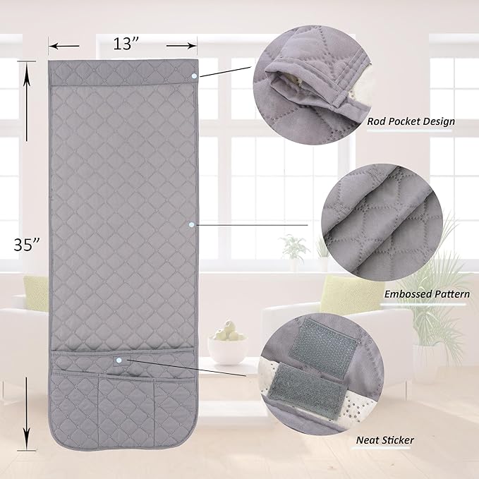 luckyjoyreal Armchair Caddy for Couch Remote Control Holder Non-slip Waterproof Sofa Armset Organizer with 4 Pockets Couch Chair Armrest Storage for TV Remote Control Phone Book 35"x13" Grey 1 Pack