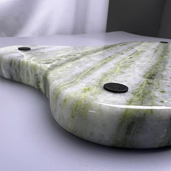 Natural Marble Decorative Tray, Cloud Shape, Modern Style, Polished Finish, Bathroom Kitchen Counter Vanity Organizer (Green-Marble-Diagonal)