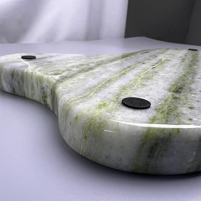 Natural Marble Decorative Tray, Cloud Shape, Modern Style, Polished Finish, Bathroom Kitchen Counter Vanity Organizer (Green-Marble-Diagonal)