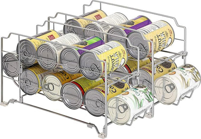 Simple Houseware Stackable Front Loading Beverage Can Dispenser Rack, Silver - 2 Pack