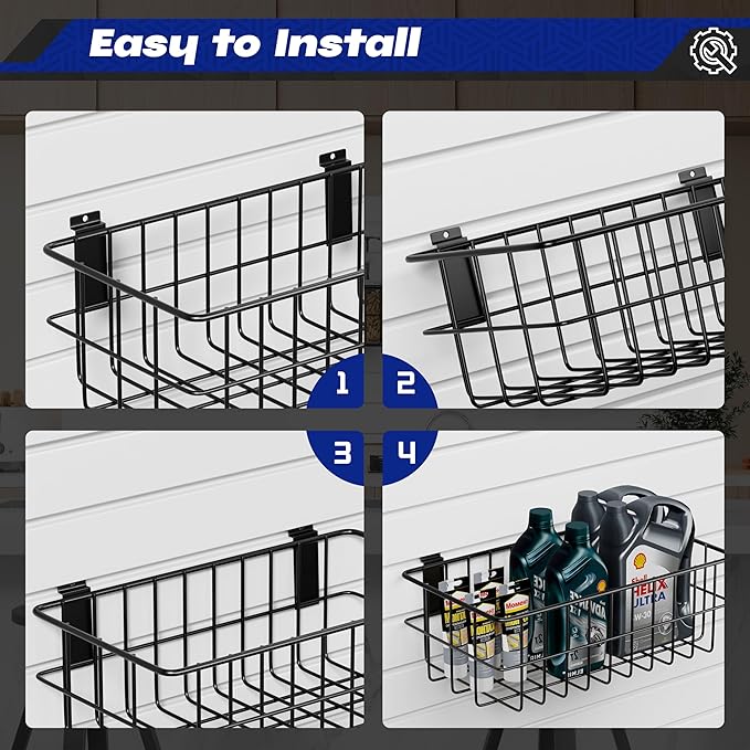35-Piece Metal Slatwall Accessories Set for Garage Storage, Includes Wire Baskets, Heavy-Duty Hooks, Shelves & Bins, Fits Standard Slatwall Panels