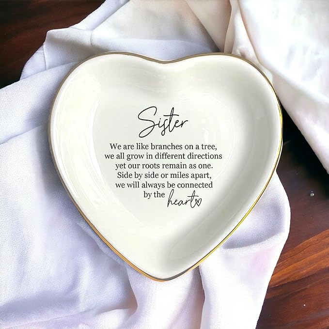 Sister Friends Gift Ring Dish, Jewelry Dish, Bridesmaids Gift, Sister Gifts, Bestie Gift, Friend Gift, Friendship Gifts, Sister In Law Gift, Wedding Day Gift, Maid of Honor Gift, Sister By Heart