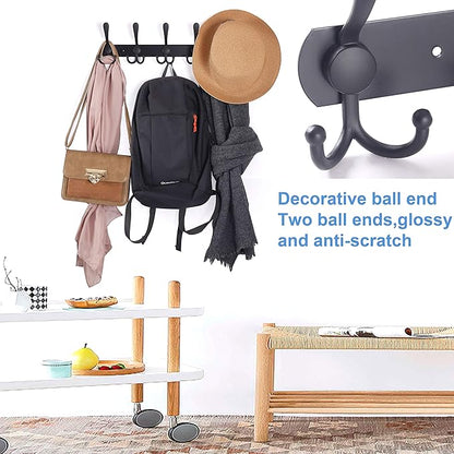 WEBI Coat Rack Wall Mount,Coat Hooks Wall Mount,5 Tri Hooks for Hanging Coats,Wall Coat Hanger,Wall Coat Rack for Clothes,Black