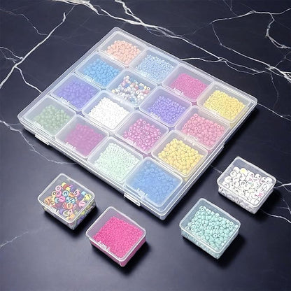Large Bead Storage Box - 48 Grids Clear Organizer, 3 Pack,Portable for Jewelry,Diamonds,Hardware,Craft Accessories Grid Plastic Box,Oil Painting Color Palette,Ring Earring Storage Box