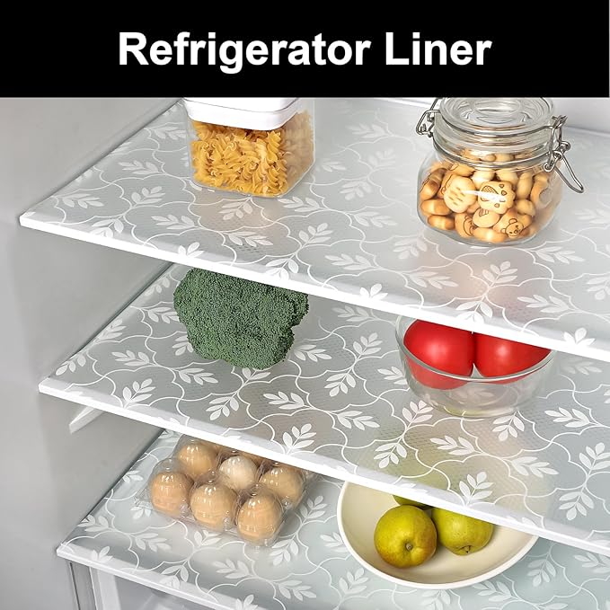 Cooyes Shelf Liners for Kitchen Cabinets Waterproof & Oil-Proof Kitchen Cupboard Mats Non-Slip Drawer Mats EVA Material Non Adhesive Fridge Liner for Shelves, （23.6" W x 236" L）