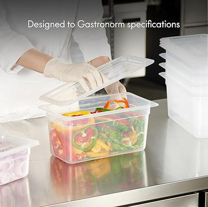CURTA 6 Pack Translucent Food Pan with Lid, 1/3 Size 6" Deep NSF Listed Commercial-Grade Polypropylene Plastic