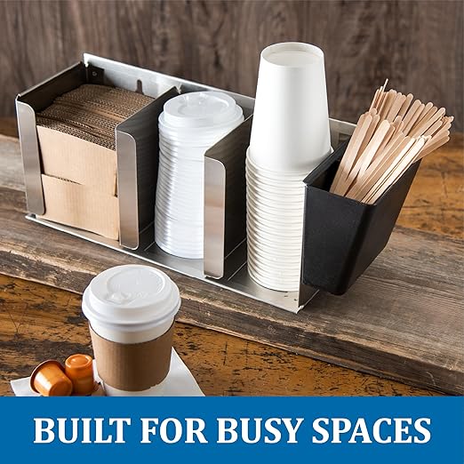 San Jamar Lid Organizer with Adjustable Dividers for Restaurants and Fast Food, Plastic, 14.5 Inches, Silver