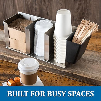 San Jamar Lid Organizer with Adjustable Dividers for Restaurants and Fast Food, Plastic, 14.5 Inches, Silver