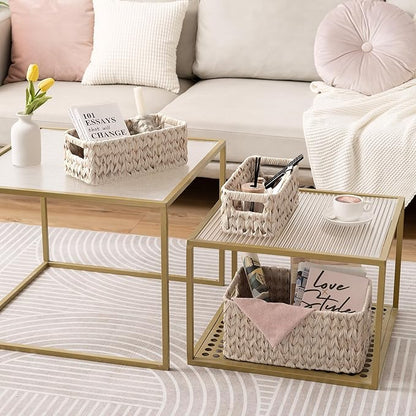GRANNY SAYS Wicker Baskets for Organizing, Wicker Storage Basket for Shlef, Woven Baskets Oraganizer, Waterproof Vanity Basket for Towel, Home Organization, 3-Pack