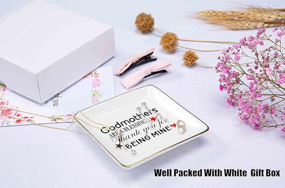 Mother's Day Gift for Godmother from Godchild-Godmom Gifts-Baby Keepsake Shower-Baptism Birthday Christmas Presents-Jewelry Tray,Trinket Holder,Ring Dish-Godmothers Are A Blessing