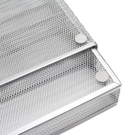 JANE EYRE Utensil Drawer Organizer - Expandable Cutlery Tray, Silverware/Flatware Storage Divider for Kitchen, Mesh Designing with Non-slip Rubber Feet (Silver)