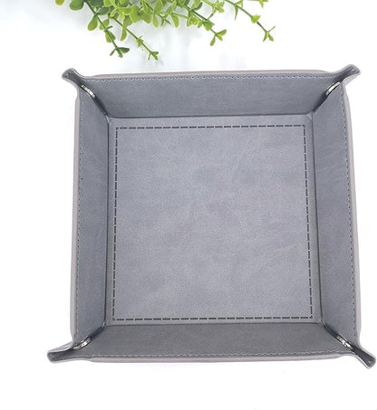 siduater Valet Tray Desktop Storage Organizer - Vegan Leather Catchall Tray Bedside Vanity Tray Nightstand Caddy Holder for Remote Controller, Watch, Keys, Phone, Wallet, Coin, Jewelry - Gray