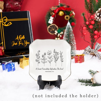 Jelershy Friendship Gifts for Women Jewelry Dish Trinket Tray - A Sweet Friendship Refreshes The Soul, Christian Birthday Gifts for Women Best Friend Christmas Mothers Day Religious Gift