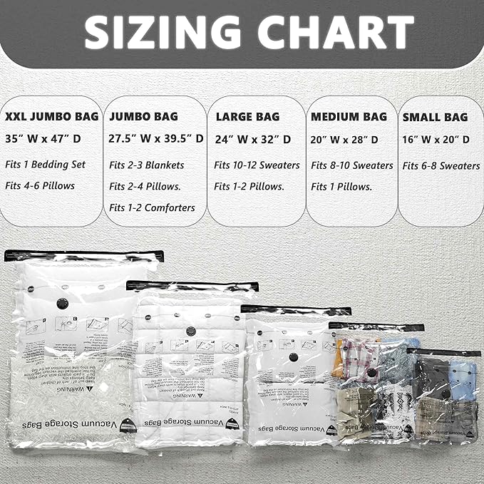 10 X-Jumbo Vacuum Storage Bags with Electric Pump, Compression Packing Seal Space Saver Cubes for Clothing Bedding Comforters Blankets Pillows