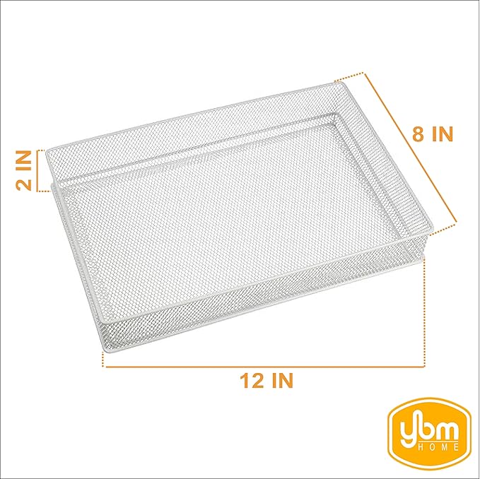 YBM HOME White Mesh Desk Drawer Organizer Tray for Home and Office - Multipurpose Storage Holder