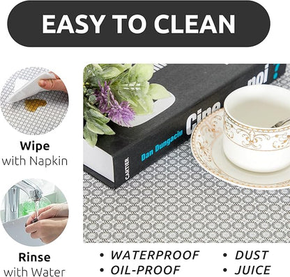 RAY STAR 18X96 Inch Shelf Liner for Kitchen Cabinets, Non-Adhesive Cabinet Liner Washable, PVC Drawer Liner for Dresser Non-Slip Bathroom (Black Circle)(2 Roll)