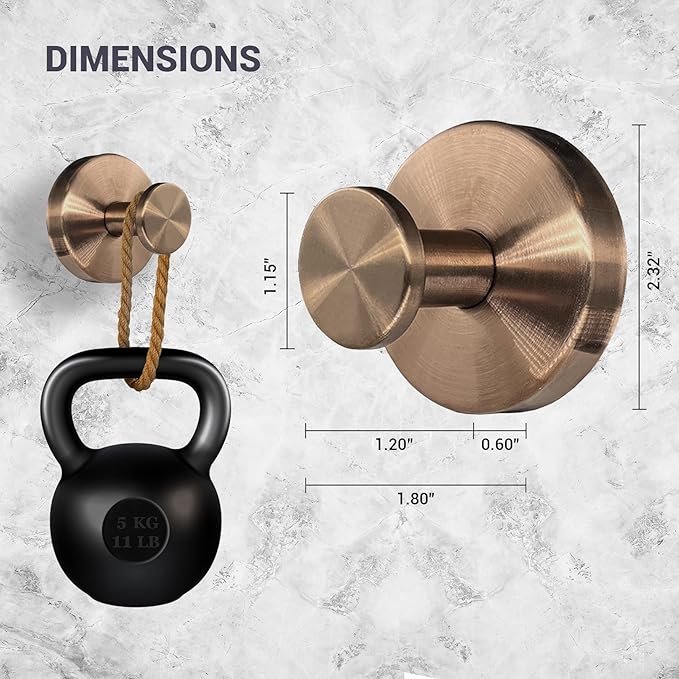 Welsa Suction Cup Hooks for Shower - 4 Pack, Bronze - Stainless Steel, Strong Suction, No Drill, Removable Hanger, Tile Bathroom Kitchen Wall, Glass Door, Mirror Hook Hanging Robe, Towel Holder