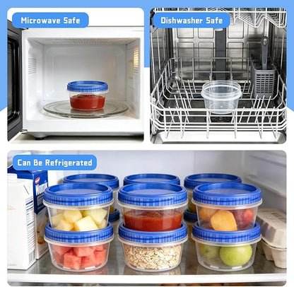 ISUSSER 6 Pack Freezer Containers with Screw On Lids, 8 Oz Stackable Reusable Plastic Storage Container, Airtight Plastic Food Storage Containers with Twist Top Lids for Food Soup Jello Sauce