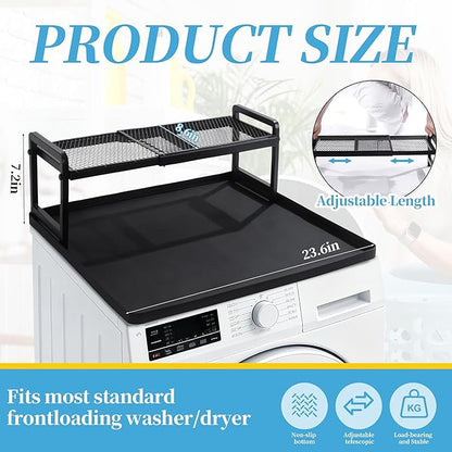 BALAPET Washer Dryer Countertop with Adjustable Shelf, Expandable Washer and Dryer Countertop with Non-Slip Mat, Universal Fit Large Space Laundry Room Organization(23.6x8.6x7in)