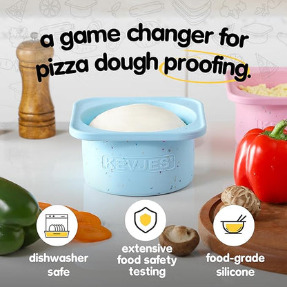 KEVJES PLUS 1000ml Pizza Dough Proofing Containers for DIY family Artisan Pizza, Food Grade Silicone Stackable Boxes with Lids, Freezer, Fridge, Dishwasher Safe-Sprinkles Pattern-3 Pack (Multicolors)