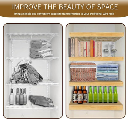 Wire Shelf Cover,KHASIM Wire Rack Covers for Pantry,PVC Wood-Look Faux Wood Shelf Liners,24x12 Inch,0.24 inch Thick for Home and Kitchen Organization