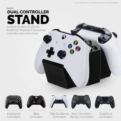 Game Controller Holder & Desktop Pen Organizer Stand With Ten Slots for Pens, Pencils, Stationery, Craft Tools & More - Universal Design for PS5 XBOX SERIES X ONE PS4 SWITCH PC Gamepads - D05 - Black