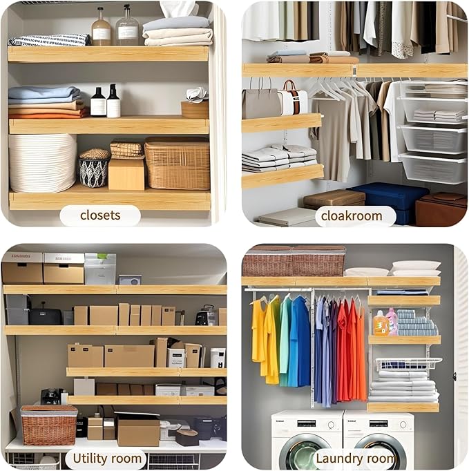 Wire Shelf Cover, Wire Rack Covers for Pantry,4 Pcs PVC Wood-Look Faux Wood Shelf Liners,35x16 Inch,0.24inch Thick for Home and Kitchen Organization
