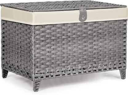 Wicker Storage Basket with Lid,Rattan Shelf Basket with Removable Liner Bag,160L Storage Bin,Storage Trunk with Heightened Feet,Storage Container for Wardrobe,Home Organizer