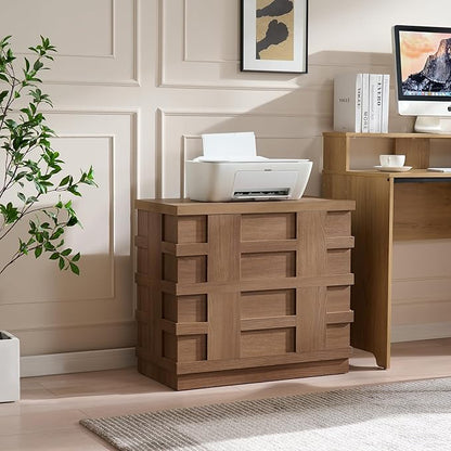 VividVibe Night Stand, Nightstand with Drawers, Bedside Table Large 3D Woven Texture Side Table Bedroom Home Office, End Table Mid Century Modern Accent Wooden Night Stand Set 2 Brown Oak