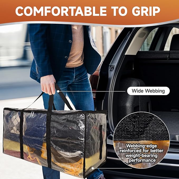 CONGREGATE 97L Moving,2 pack extra large moving bags with zippers，bagsmoving bags heavy duty，,closet storage,Storage Containers for Organizing Bedroom,Closet, Clothing,storage totes with lids