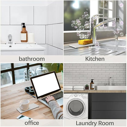 2 PCS Water Absorbent diatomite Coasters, 9.5" x 4" Water Absorbing Stone Tray for Sink, Stone Drying mat for Kitchen Counter, Stone soap Tray Used for Hand Soaps & toiletries & Plants