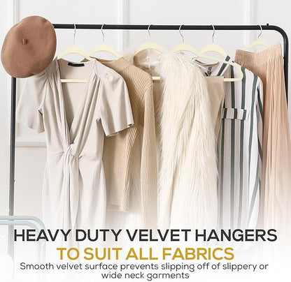 Techzoo Premium Velvet Hangers 30 Pack Ultra Thin Non Slip Adult Felt Space Saving Suit Hanger for Closet Heavy Duty Coat Pants Jackets Dress Hangers 360° Swivel Hook Hold Upto 10 lbs Ivory