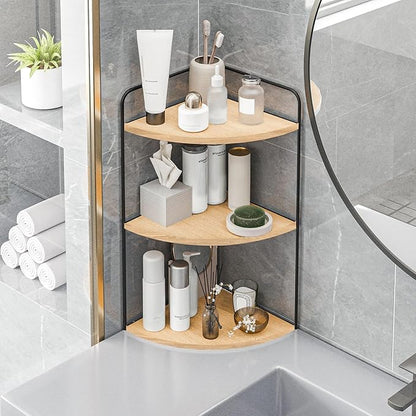 Forest Angle Bathroom Counter Organizer,Countertop Organizer,Vanity Organizers,Bathroom Storage,Bathroom Sink Caddy,Counter Shelf,Corner Counter,Corner Shelves(Black-Burlywood)