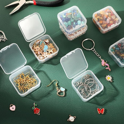 Jetec 6 Pieces Mini Plastic Clear Beads Storage Containers Box for Collecting Small Items, Beads, Jewelry, Business Cards, Game Pieces, Crafts (1.7 x 1.7 x 0.8 Inch)
