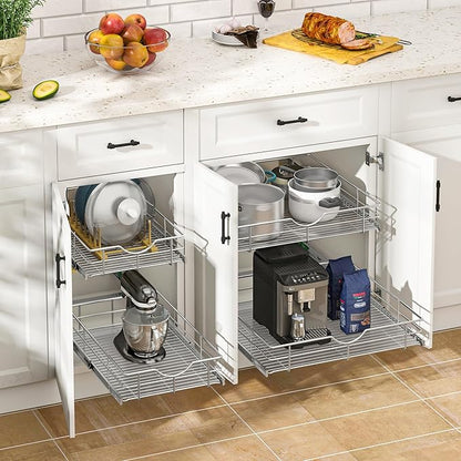 WelFurGeer Soft Close Slide Out Cabinet Shelf, 14" W x 22" D Pull Out Drawers for Kitchen Cabinets, Kitchen Shelf Organizer, Cupboard Organizers and Storage, Under Cabinet Pull Out Shelves