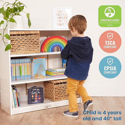 ECR4Kids Wooden Classic Bookcase with Adjustable Shelves, 36in, Classroom Bookshelf, White Wash