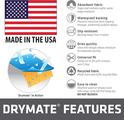 Drymate Premium Luxury Shelf & Drawer Liner, Thick Cushioned Fabric, Non-Adhesive, Absorbent, Waterproof, Slip-Resistant, Liners for Kitchen Cabinets, Cupboards (USA Made)(12”x59”)(2-Pack)(IndigoGrey)