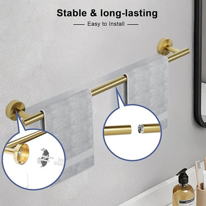 Brushed Gold Towel Bar, 30 Inch Towel Racks for Bathroom Wall Mounted, SUS304 Stainless Steel Bathroom Towel Holder, Total Length 32.4 Inch Towel Bars