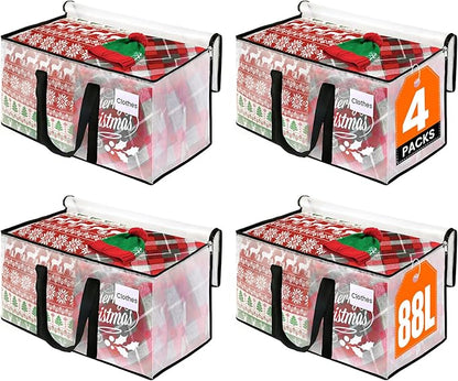 RoomHacks Clear Moving Bags Heavy Duty Extra Large, Moving Supplies with Reinforced Handle and Double Zipper, Storage Bags for Moving Essential, Packing Bags Alternative to Moving Box(4 Packs, Clear)