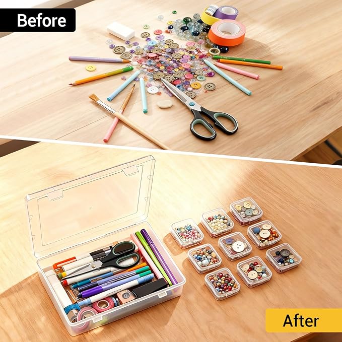Bead Organizer Box, 60 Pcs Small Beads Storage with 168 Label Stickers, Clear Plastic Small Containers for Jewelry Making, Diamond Painting, DIY Art Crafts, Bracelet Making, Seeds (2 Pack)