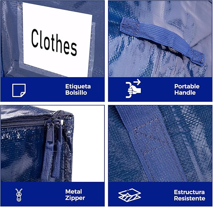 ZFWDSY 93L Moving Bags 6 pack Storage Bag Large Moving Boxes with Lids, Zippers Handles for Moving Totes Bins, College Dorm, Traveling, Camping, Christmas