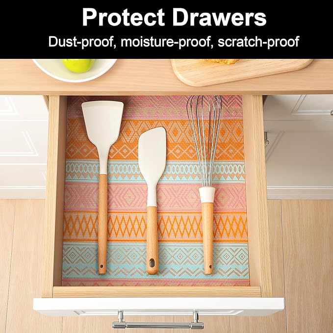Cooyes Shelf Liners for Kitchen Cabinets Waterproof & Oil-Proof Kitchen Cupboard Mats Non-Slip Drawer Mats EVA Material Non Adhesive Fridge Liner for Shelves（11.8" W x 236" L）