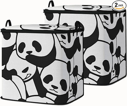 Large Comforter Storage Bag with Zipper,Closet Organizer for Clothes/Blankets/Quilts/Pillows,Fabric Storage Bags with Portable Handles 95L(2-Pack)