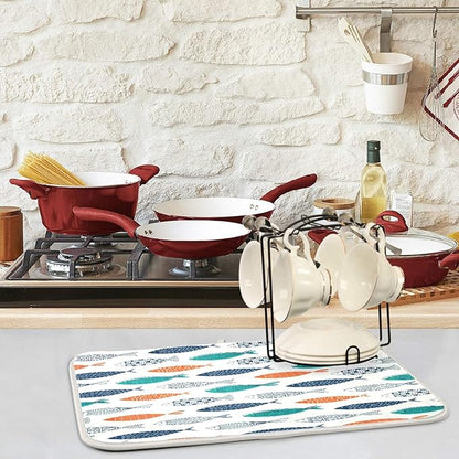 ZzWwR Stylish Colors Decorative Fishes Absorbent Dish Drying Mat,16 x 18 Inch Microfiber Kitchen Countertop Table Protector Multi-Purpose Counter Rack Sink Drainer Pad