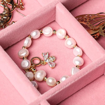 Frebeauty Stackable Velvet Jewelry Organizer Trays for Drawers Inserts Jewelry Storage Tray Display Case, Stud Earrings Bracelets Necklace Rings Accessories Trays for Women(Set of 4)(Pink)