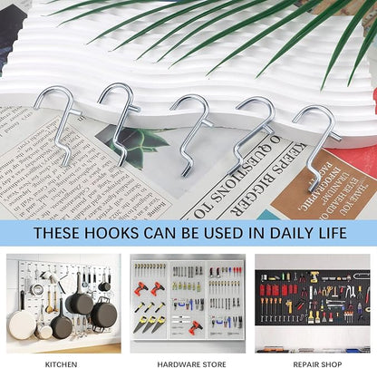 25Pcs J Style pegboard Hooks Stainless Steel Metal Pegboard Hooks Peg Board Wall Display Accessories for Jewelry Organizer Hanging Tools (Small)